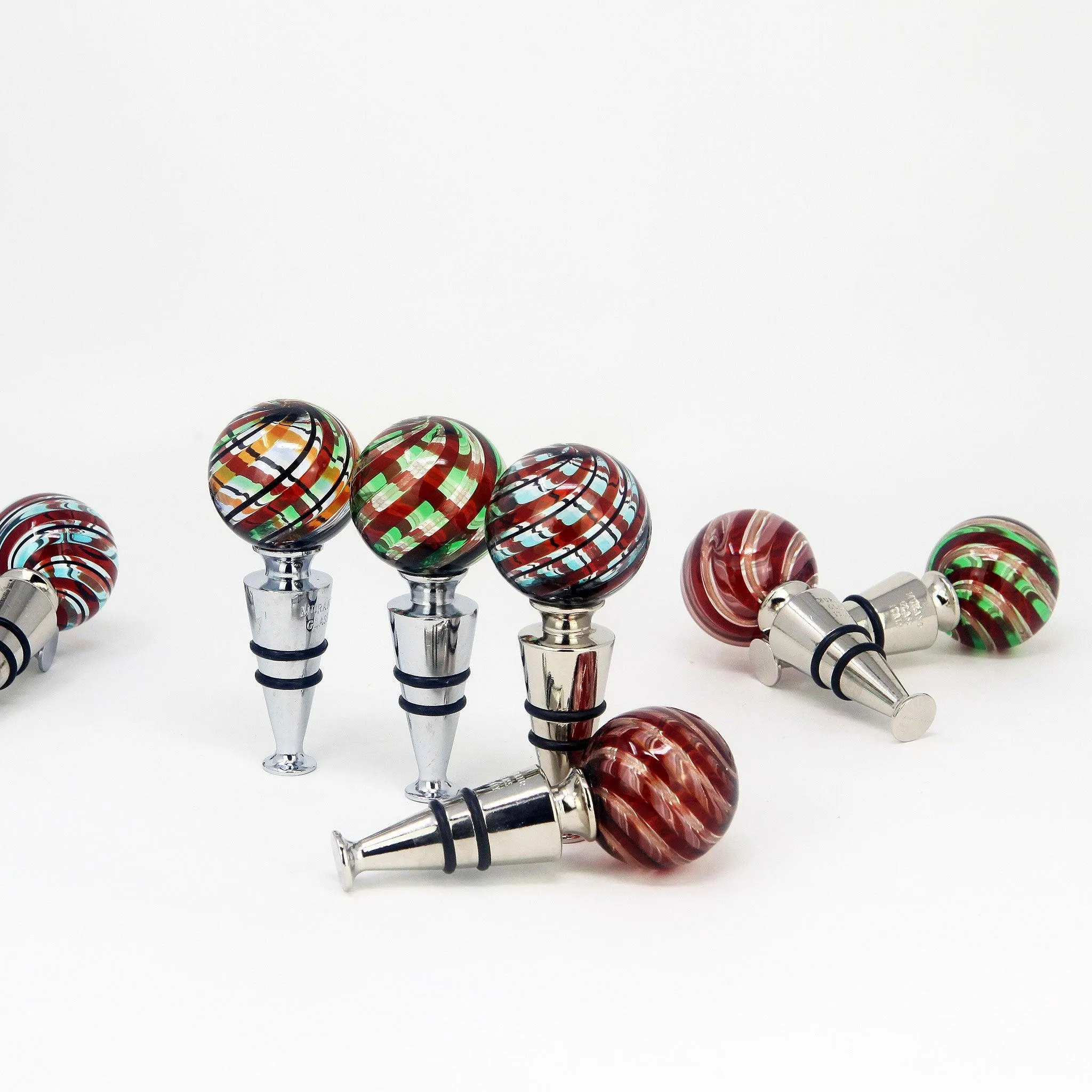 Murano Glass Wine Stoppers, Assorted, Made in Italy