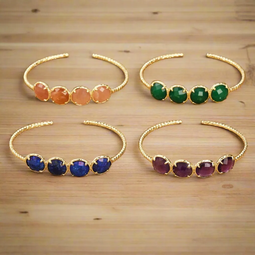 Natural Gemstone Bangle Bracelet