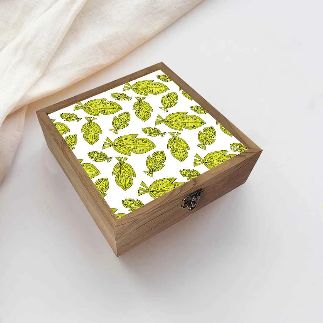 Nutcase Designer Wooden Jewellery Box Organizer  - Unique Gifts -Green Leaf Summer Collection