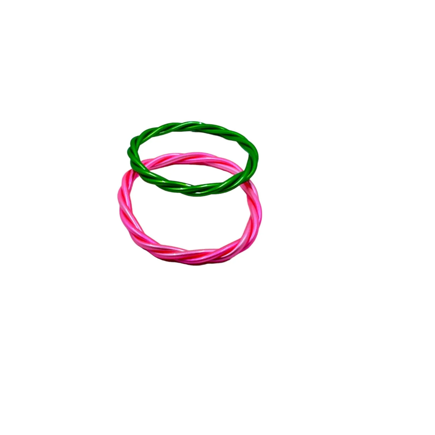 Nydia Silicone Pink and Green Twist Bracelet