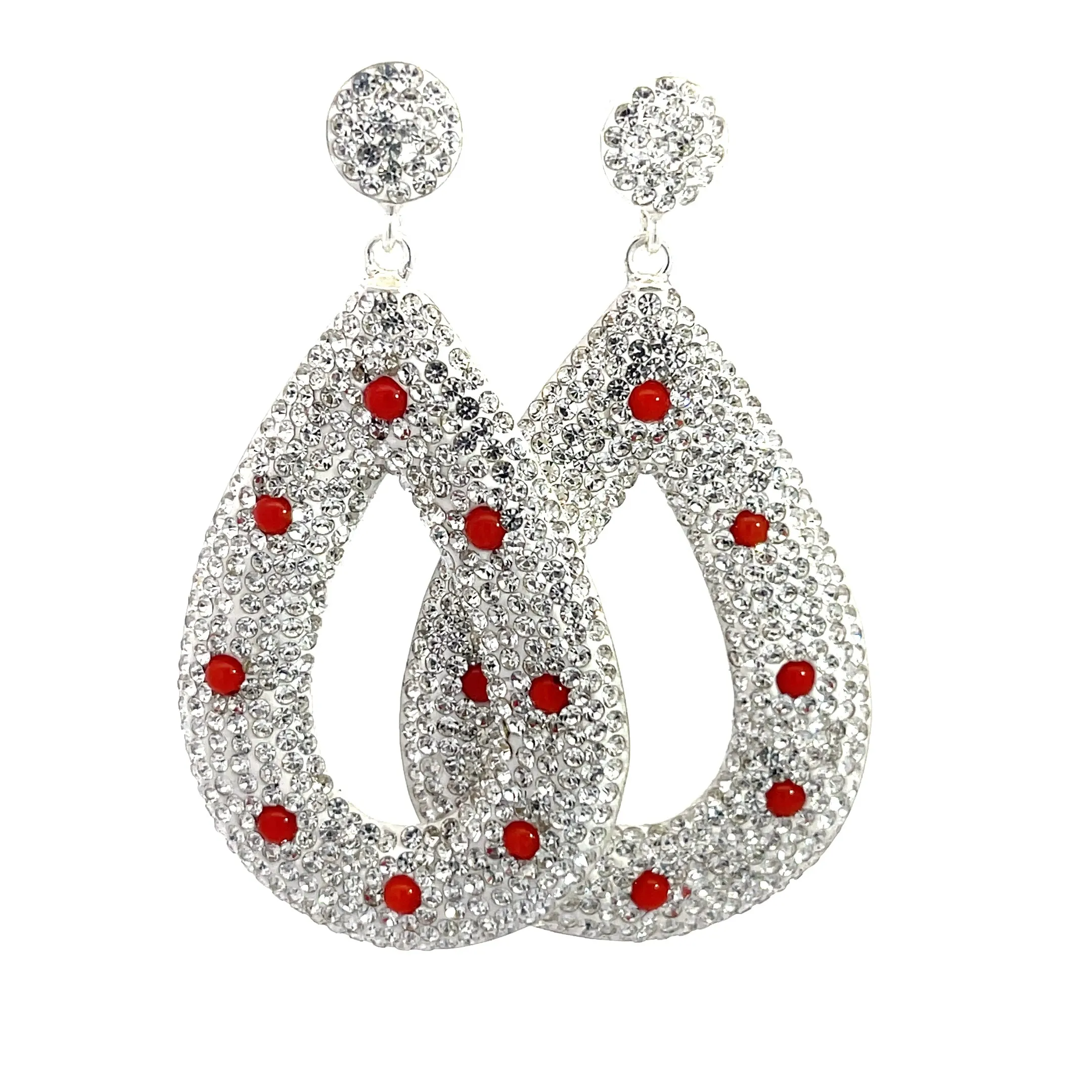 Open Teardrop Gemstone 925 Sterling Silver Statement Earring