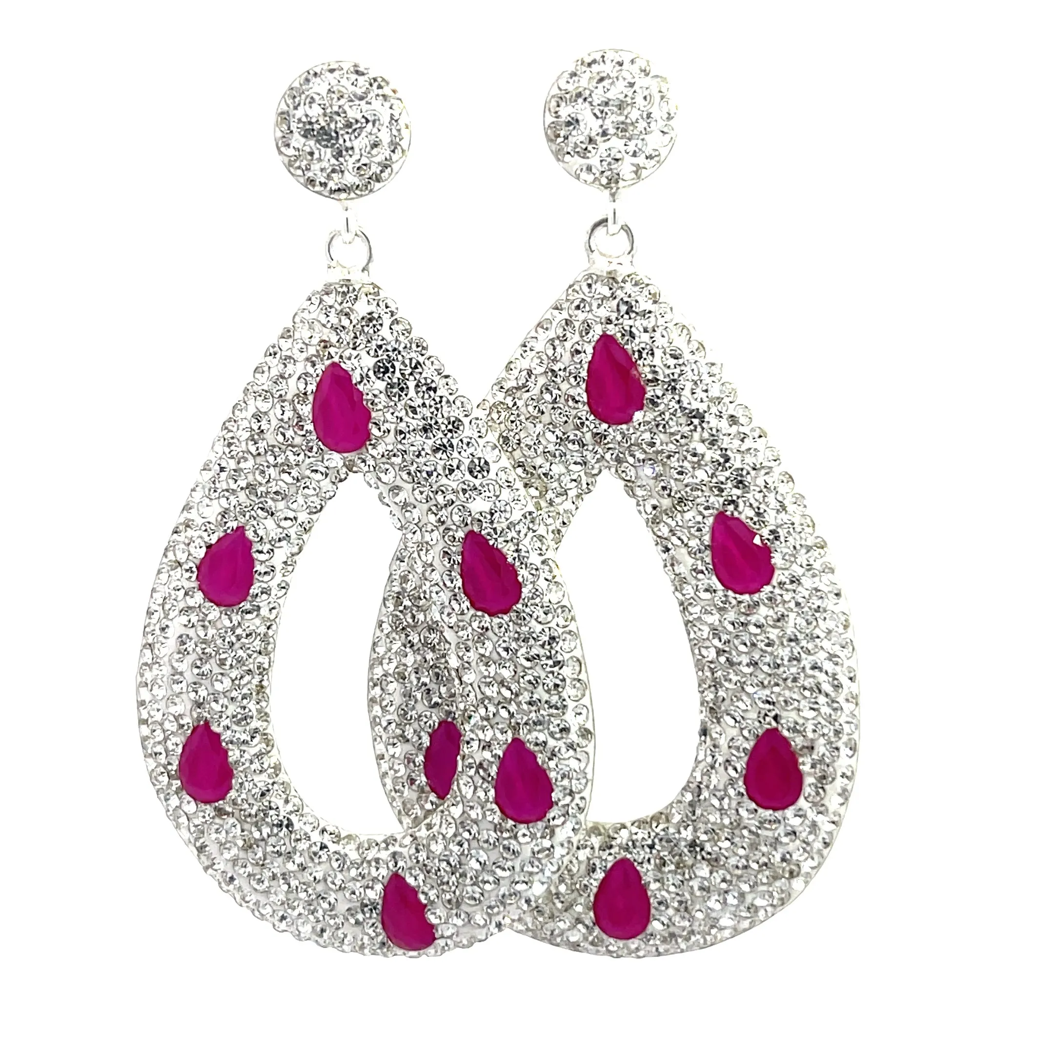 Open Teardrop Gemstone 925 Sterling Silver Statement Earring