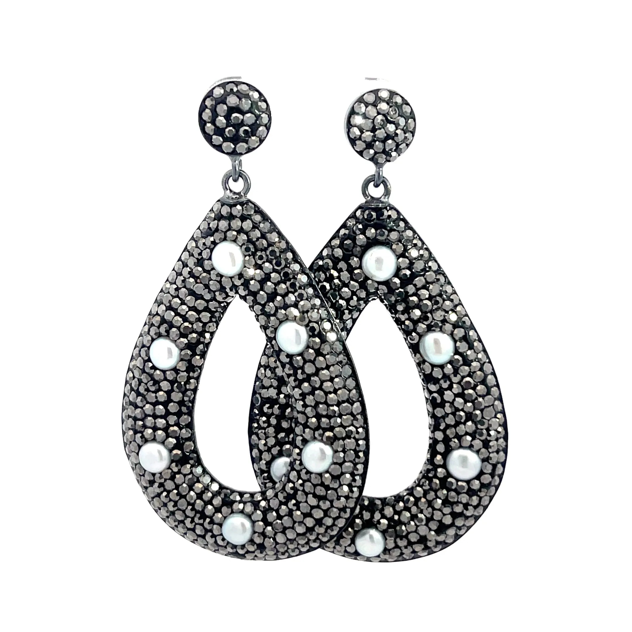 Open Teardrop Gemstone 925 Sterling Silver Statement Earring