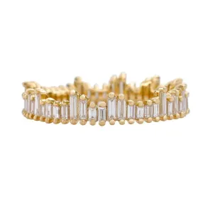 ORDER ONLY: 18K Gold & Needle Baguette Diamond Cityscape Eternity Ring