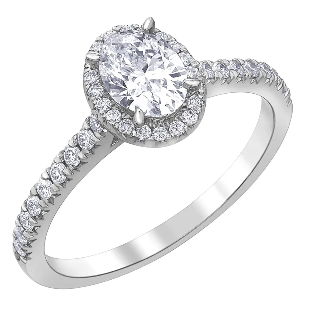 Oval Canadian Diamond Engagement Ring with Halo