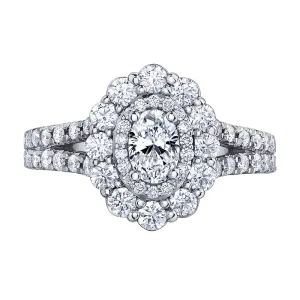 Oval Canadian Diamond Ring with Double Halo