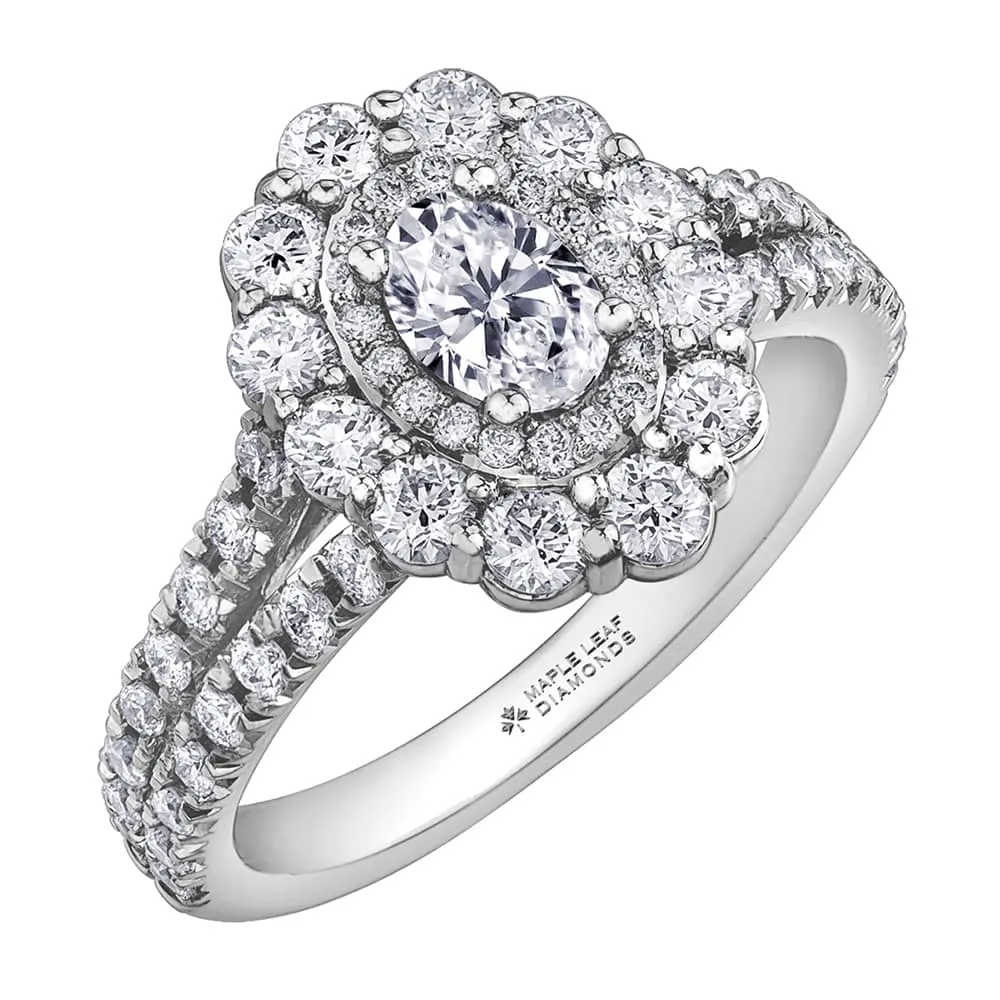 Oval Canadian Diamond Ring with Double Halo