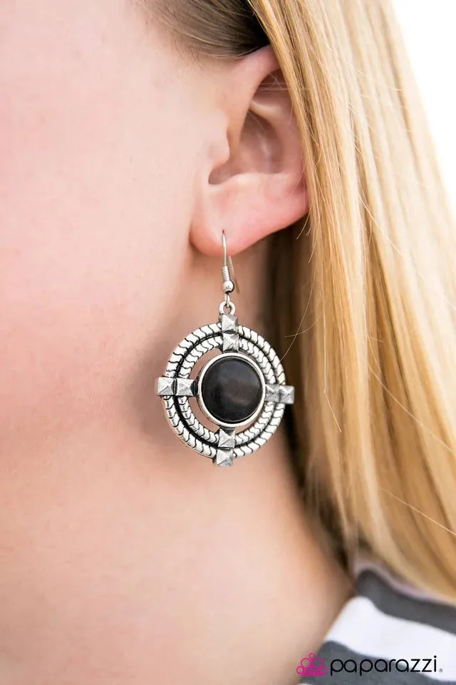 Paparazzi Earring ~ Command Center - Black