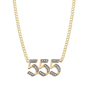 Personalized Diamond Number Necklace 14K Gold - Style 154