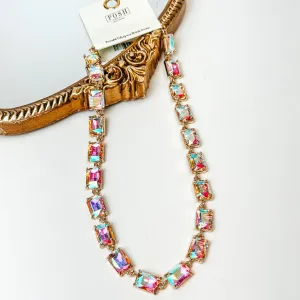 Posh by Pink Panache | Rectangle AB Crystal Necklace