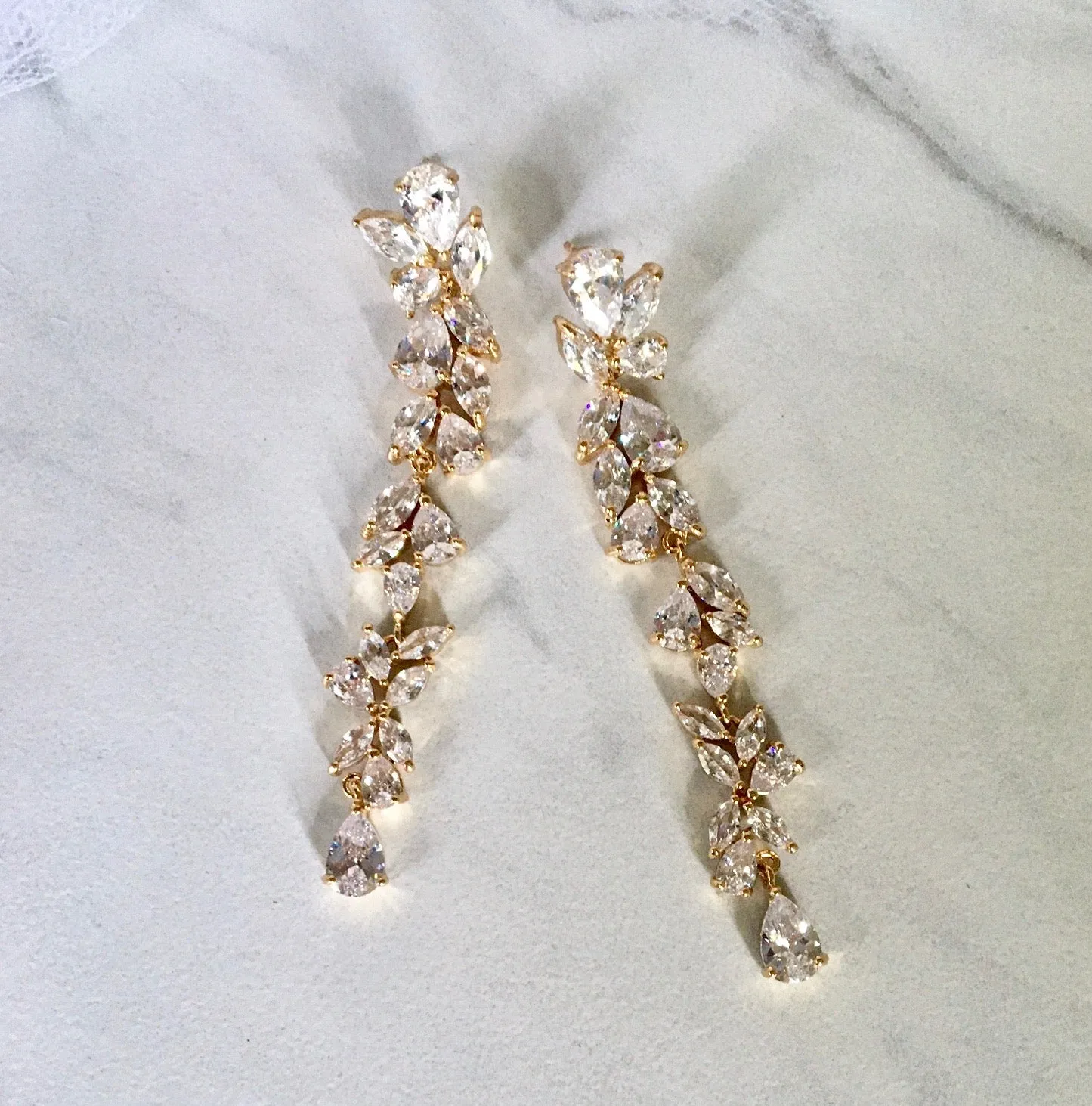 "Magdalene" - Cubic Zirconia Bridal Earrings - Available in Silver, Rose Gold and Yellow Gold