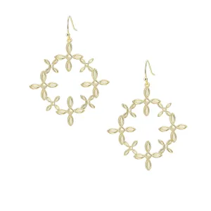 Radiant Cross Drop Earrings in Gold