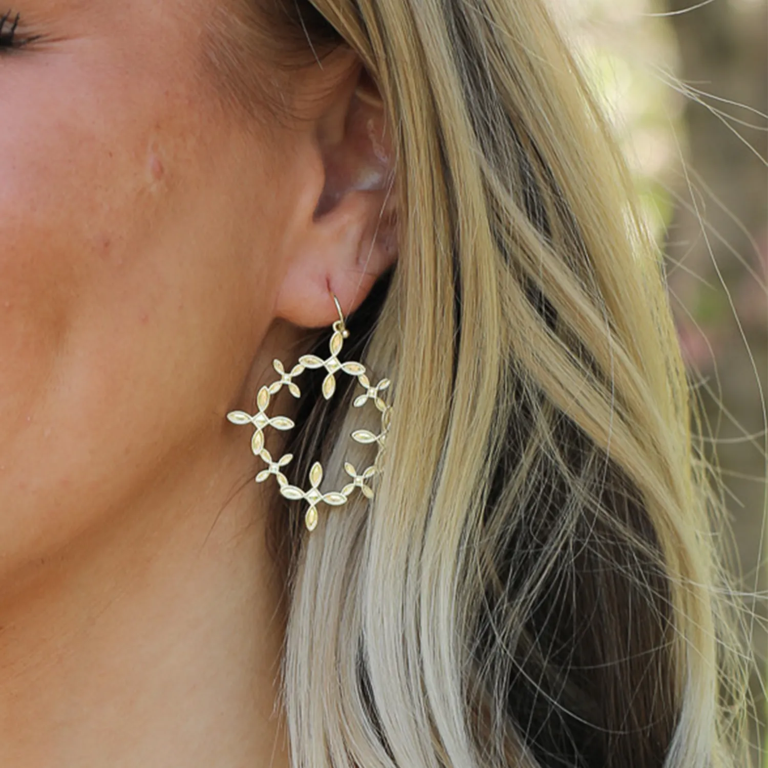 Radiant Cross Drop Earrings in Gold