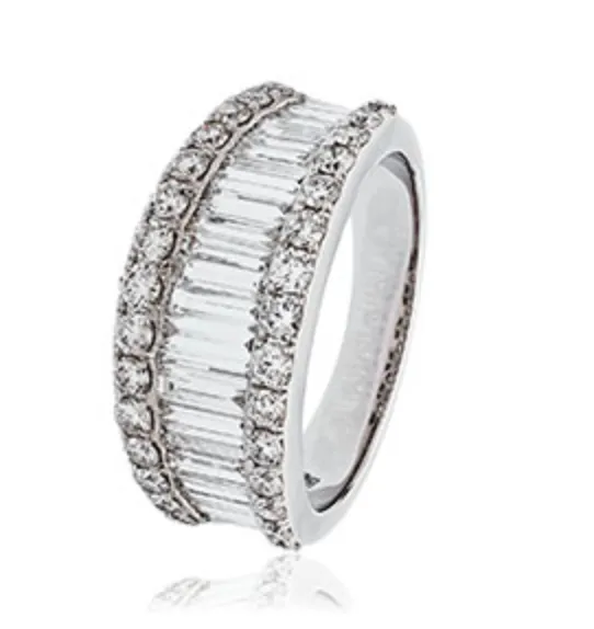 Round & Baguette Diamond Dress Ring