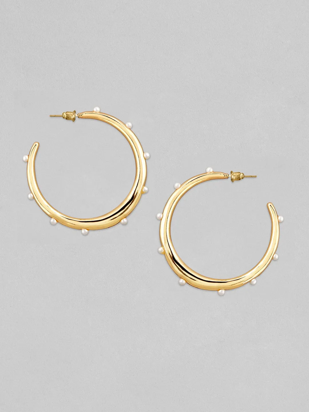 Rubans Voguish Set Of 2 Gold Toned With Pearl Studded Statement Earrings.