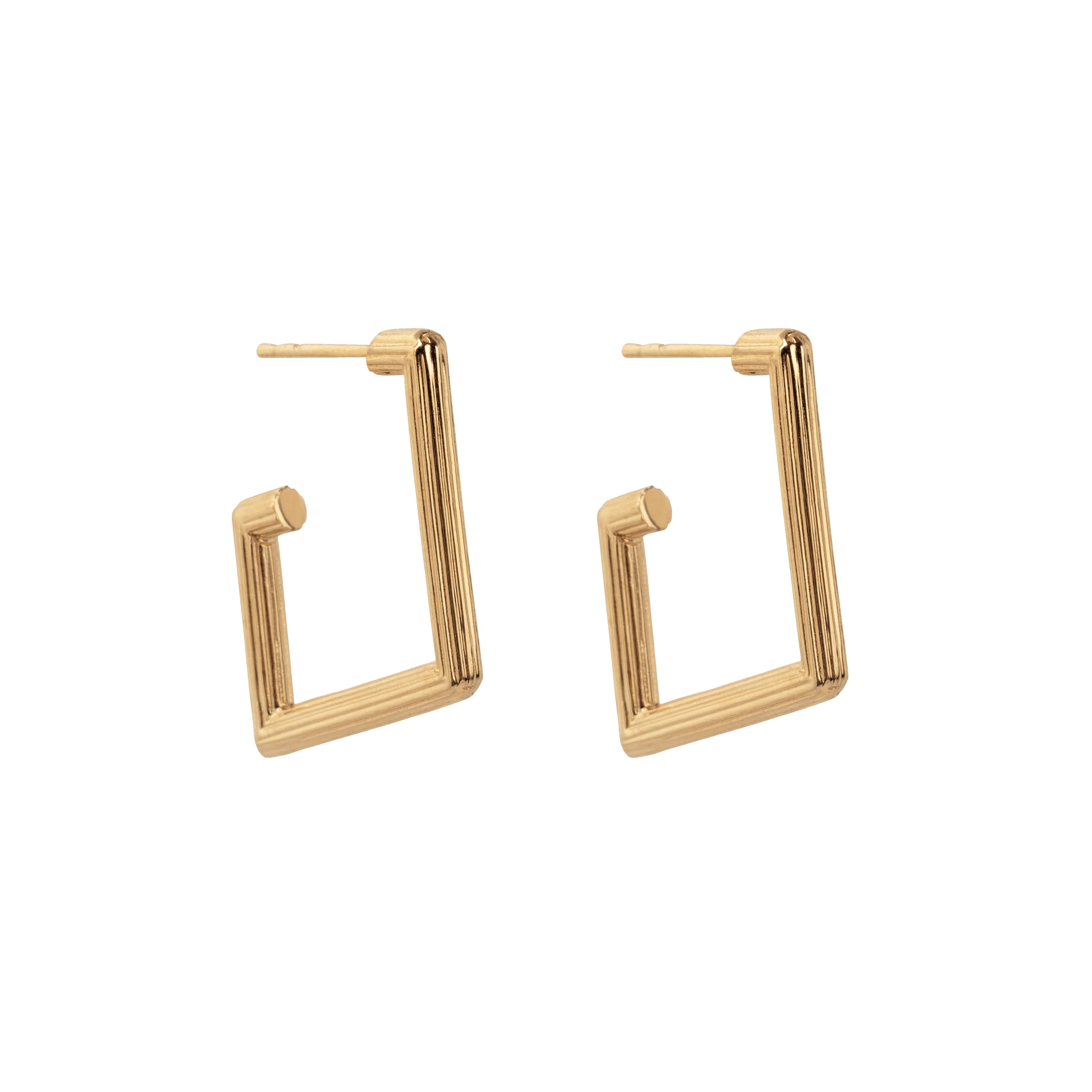 Shape Hoops Big gold plated silver earrings