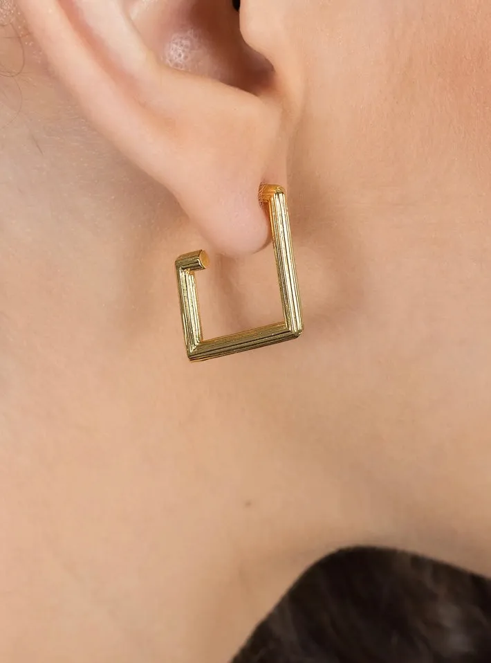 Shape Hoops Big gold plated silver earrings