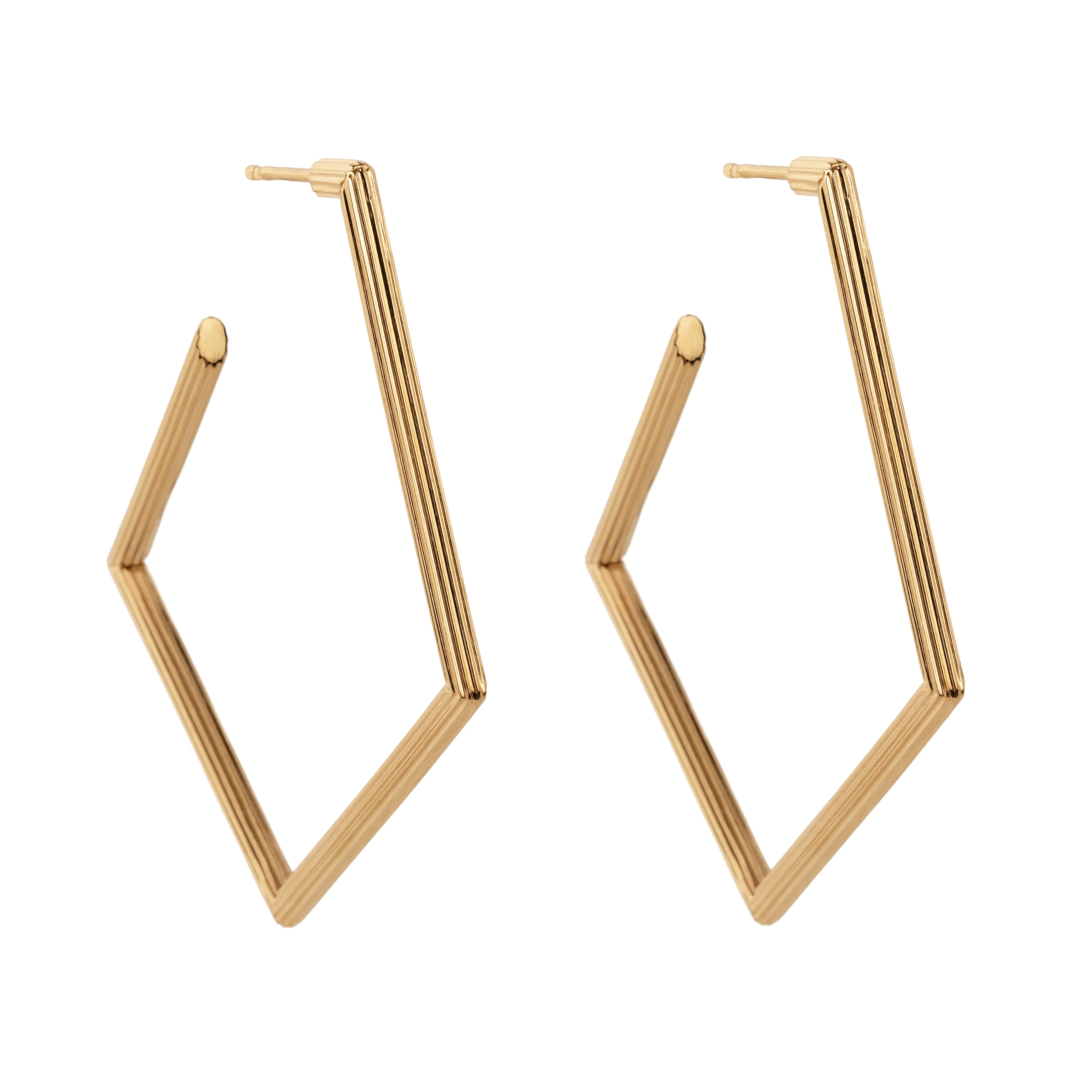 Shape Hoops Big gold plated silver earrings