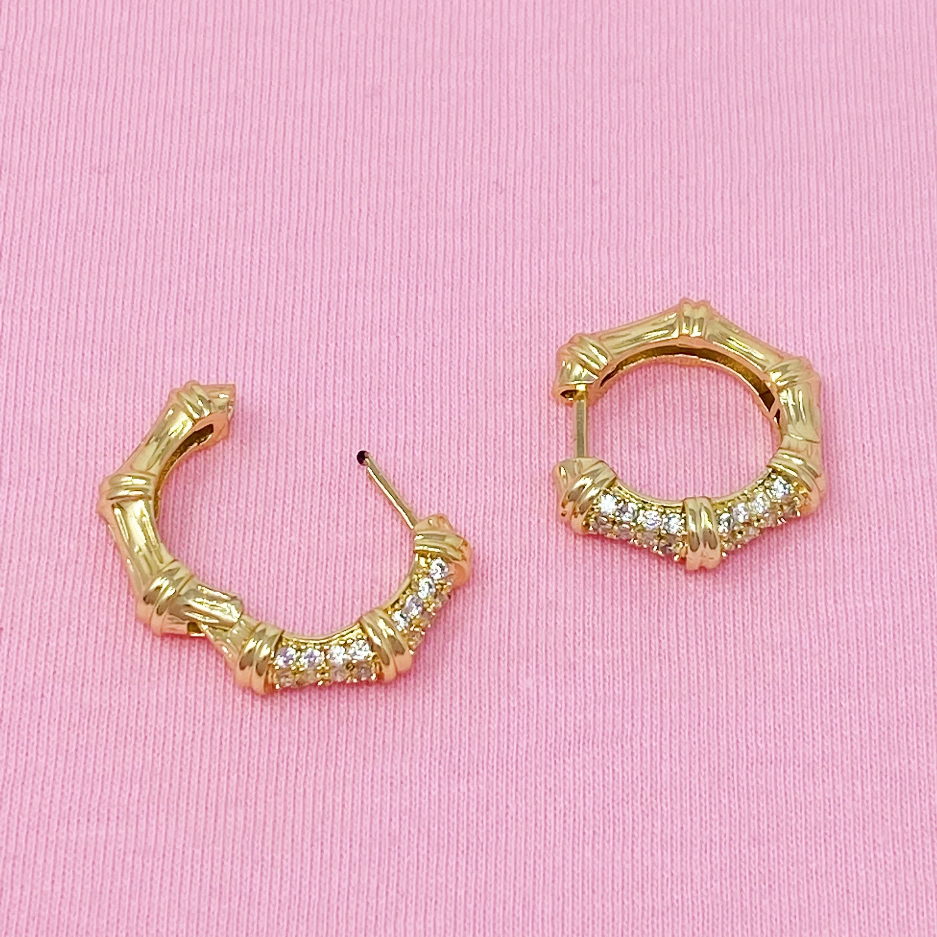 Shine Bamboo Reversible Hoop Earrings