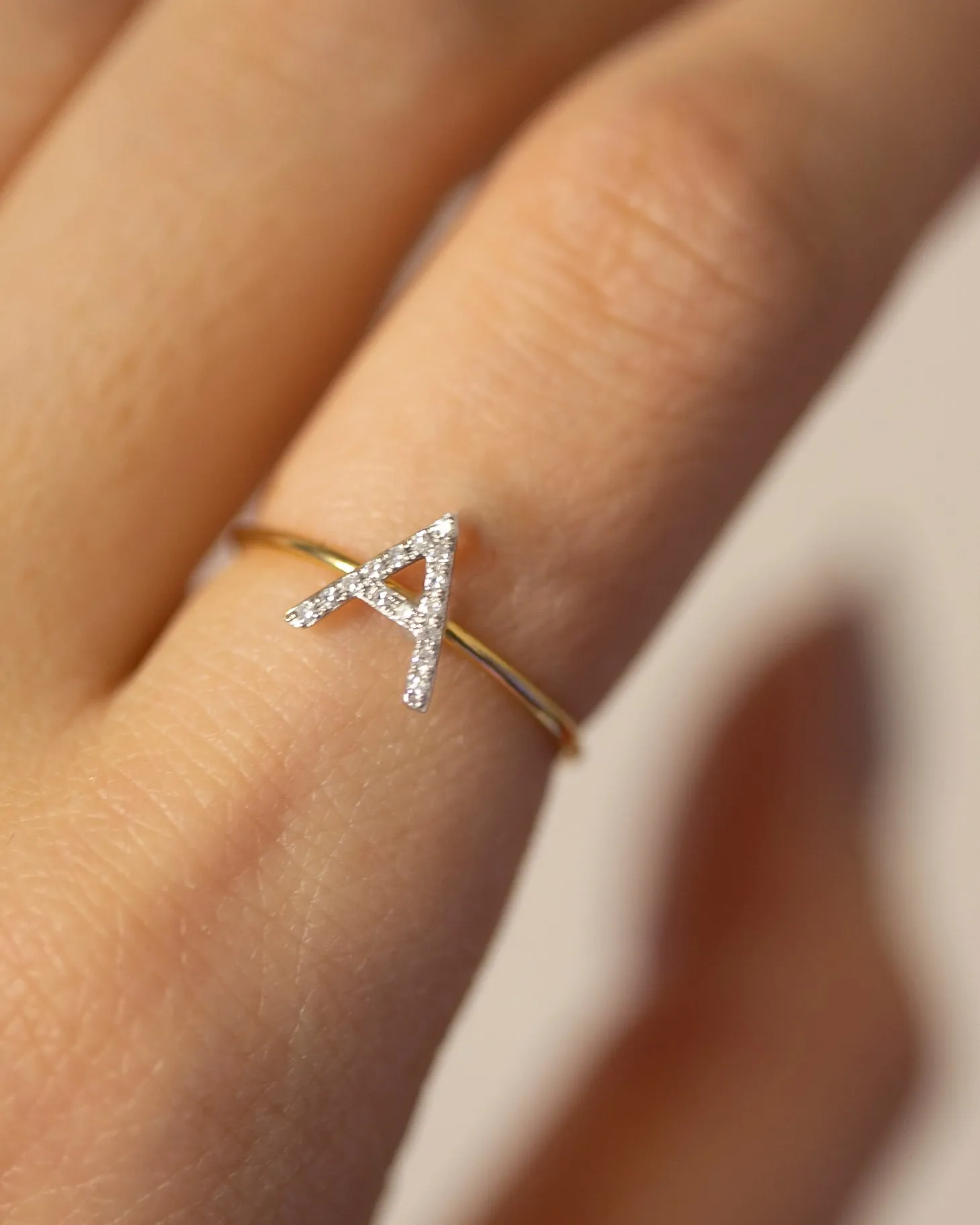 Side Diamond Letter Ring