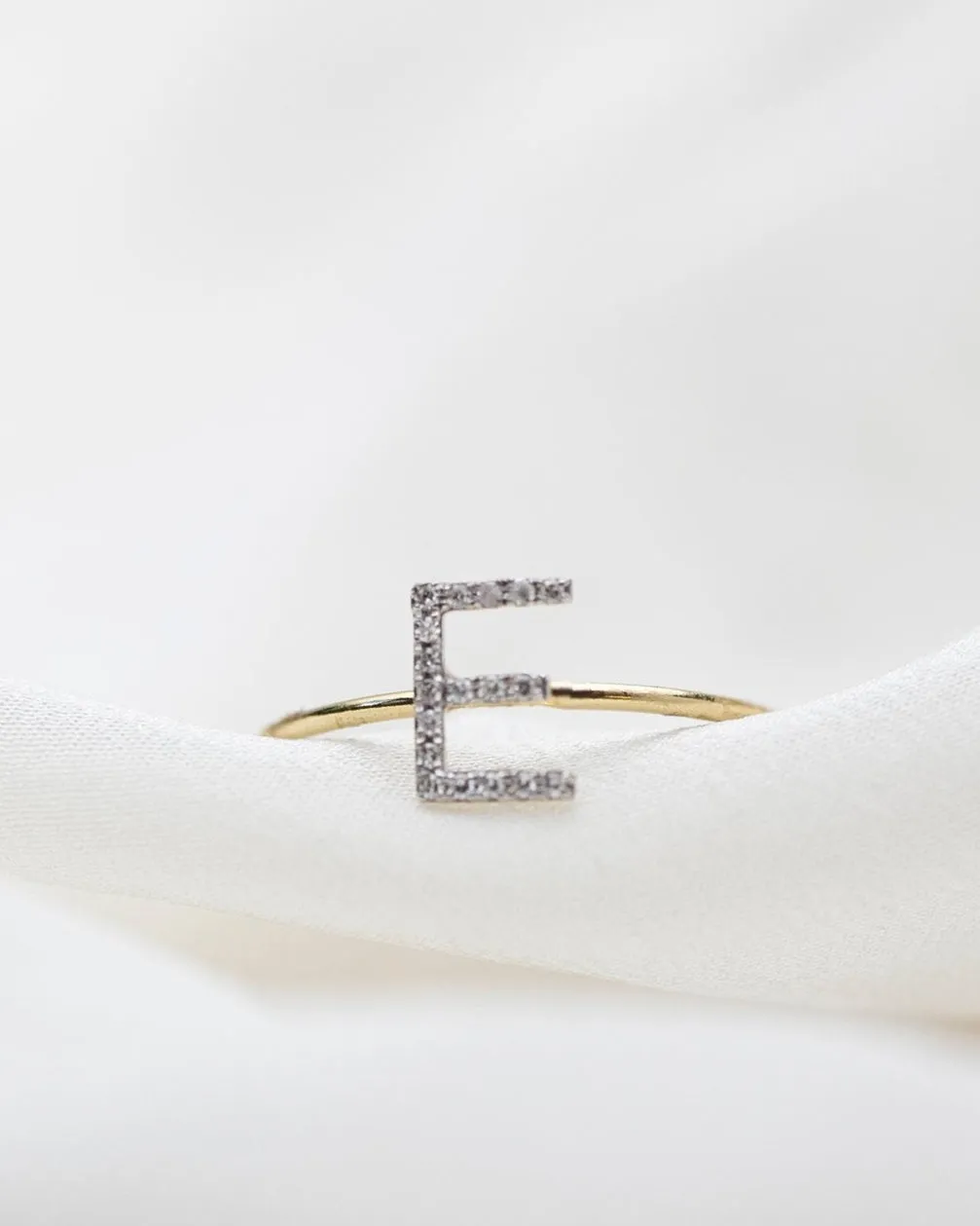 Side Diamond Letter Ring