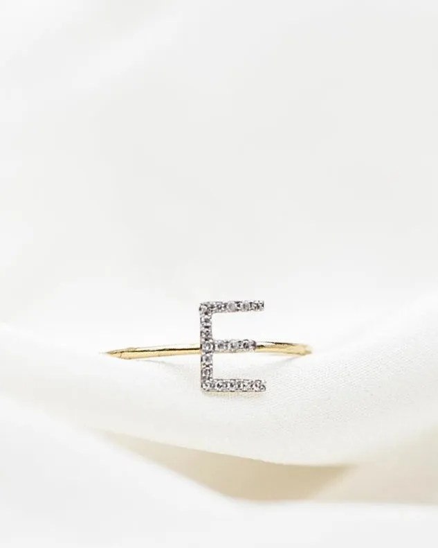 Side Diamond Letter Ring