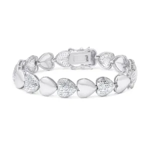 Silver Plated Diamond Accent Heart Bracelet