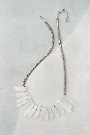 Silver Quartz Short Necklace - White