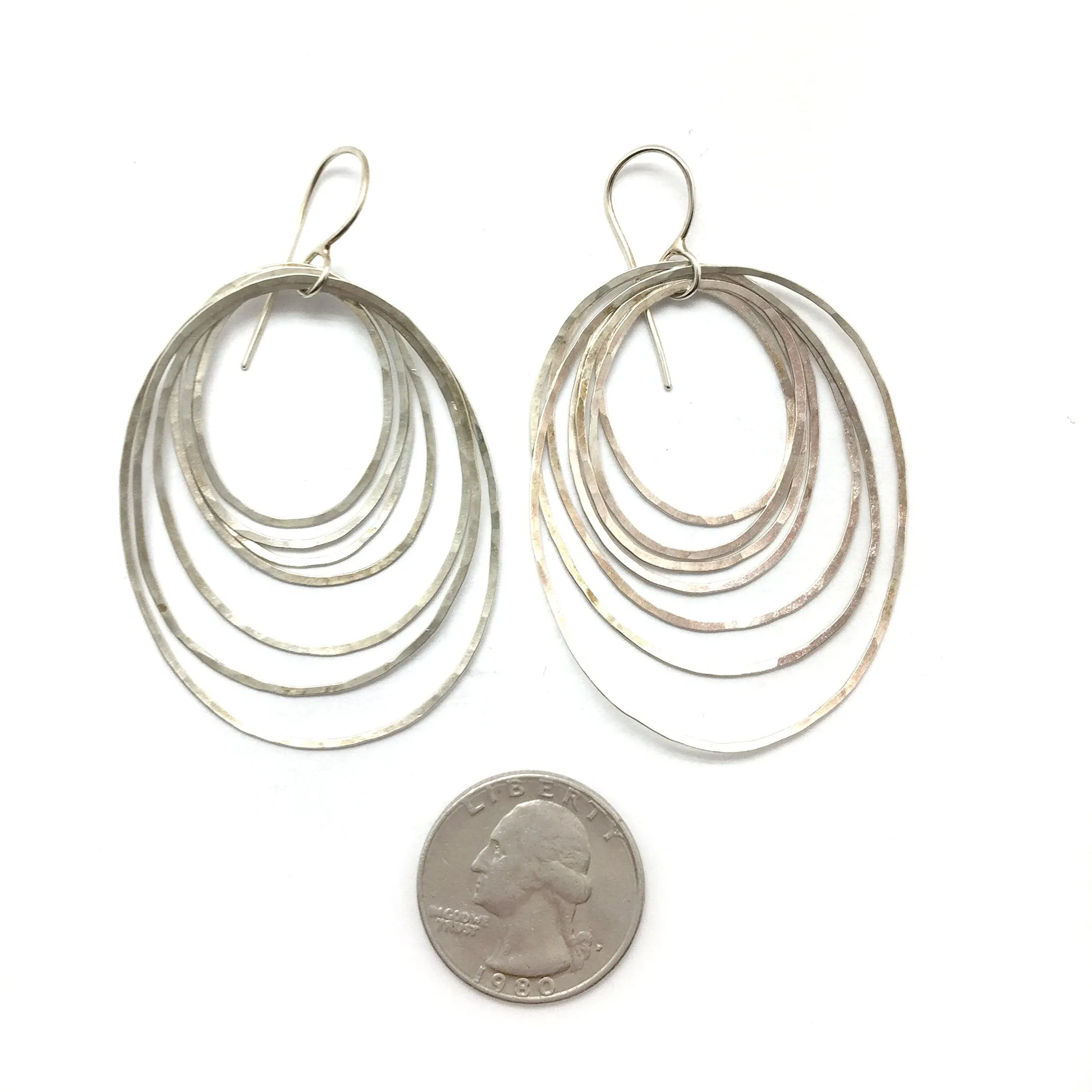 Silver Ripple Earrings - Large