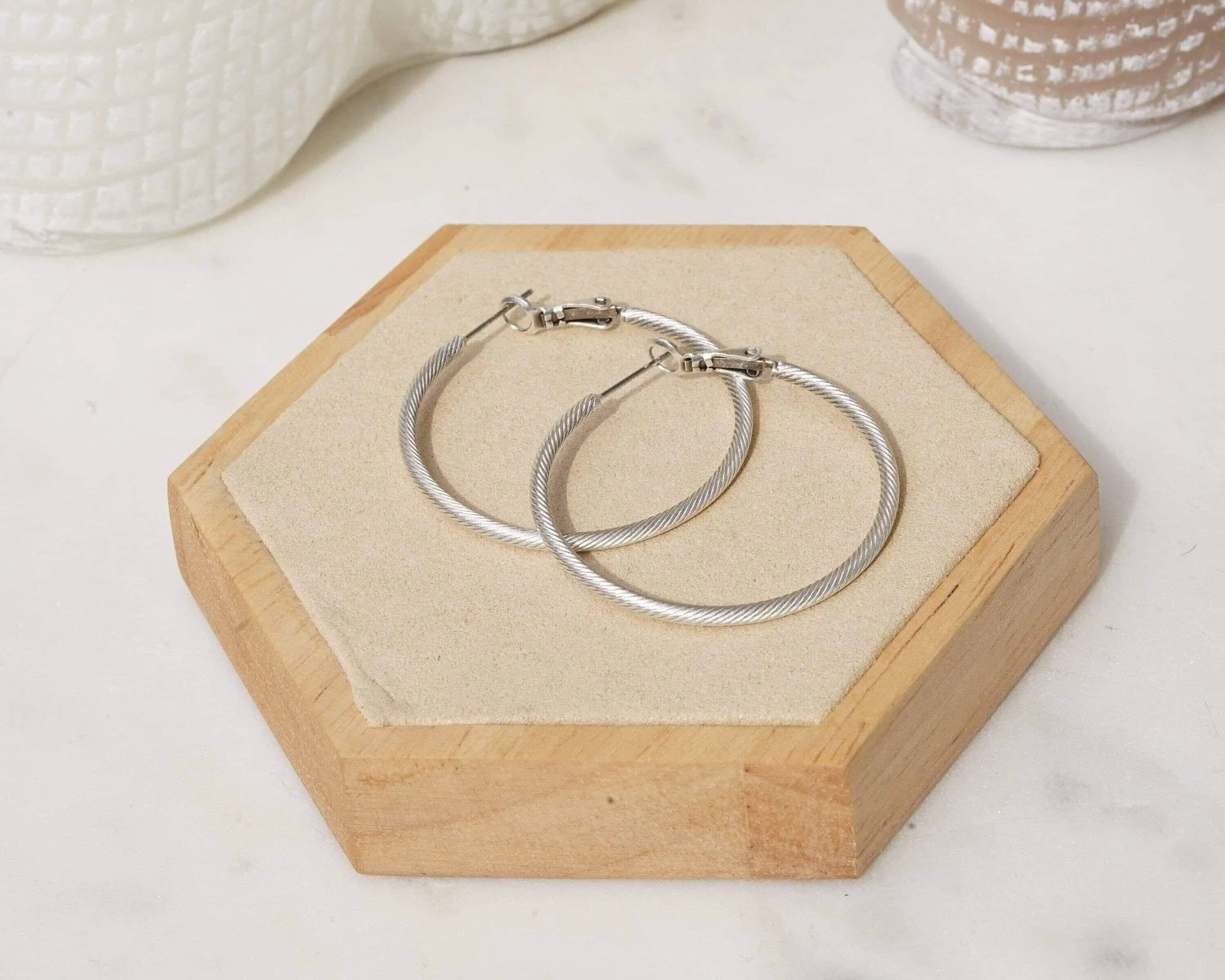 Silver Snakeskin Hoop Earrings