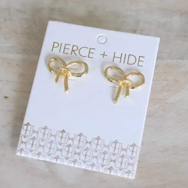 Simple Gold Ribbon Stud Earrings