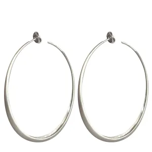 Sterling Silver Large Simple Hoop Earrings