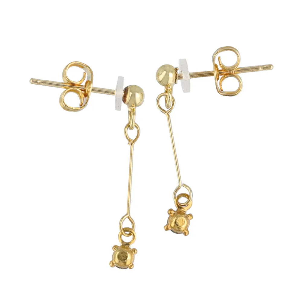 Stick Stone 18K Gold Post Earrings