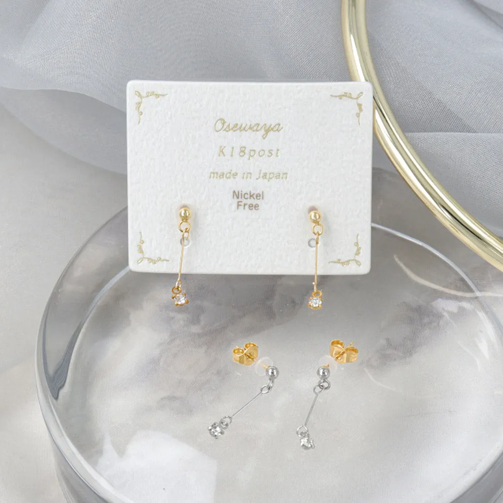 Stick Stone 18K Gold Post Earrings