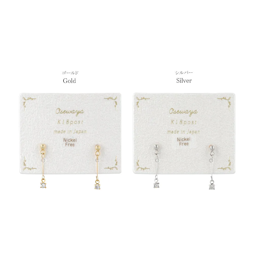 Stick Stone 18K Gold Post Earrings