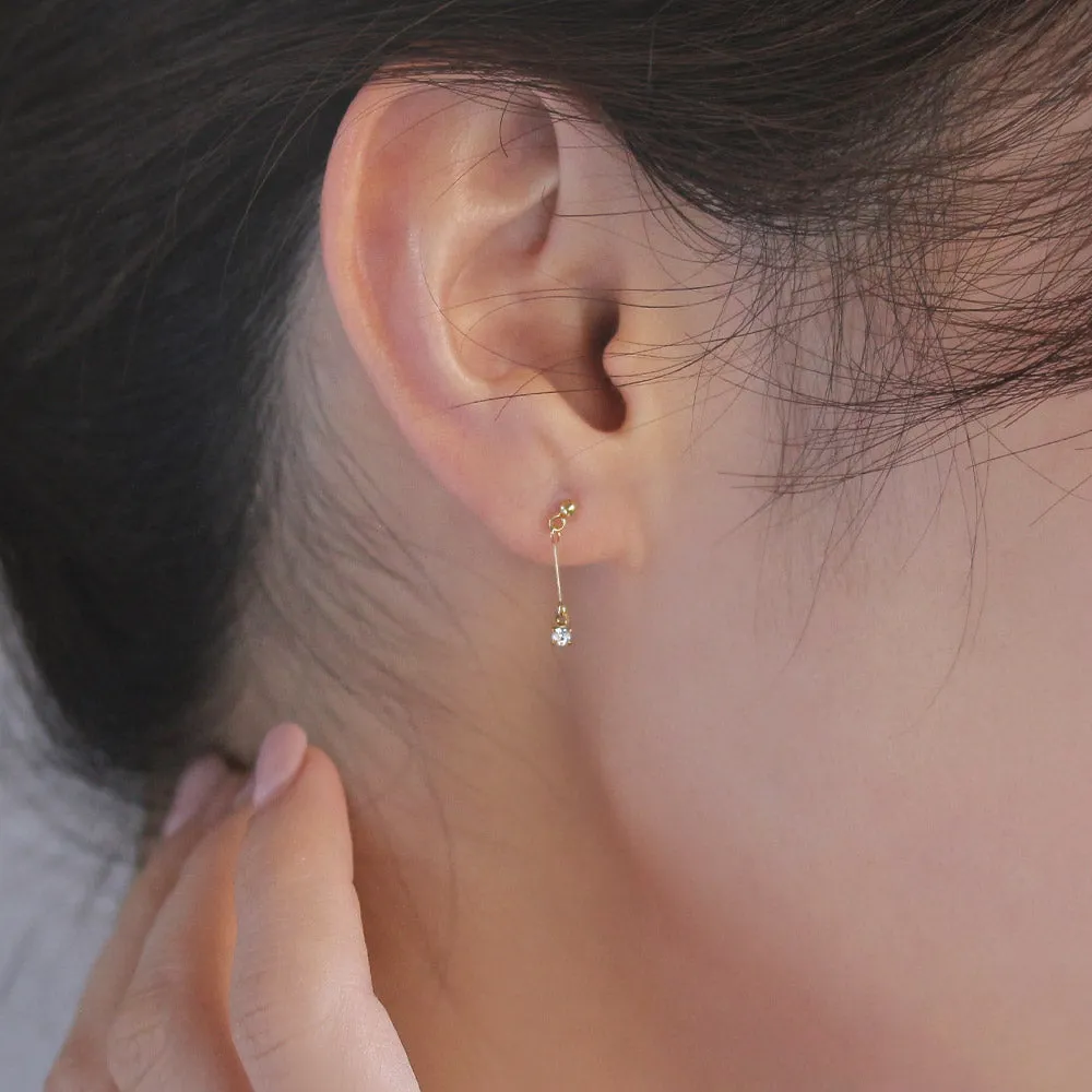 Stick Stone 18K Gold Post Earrings