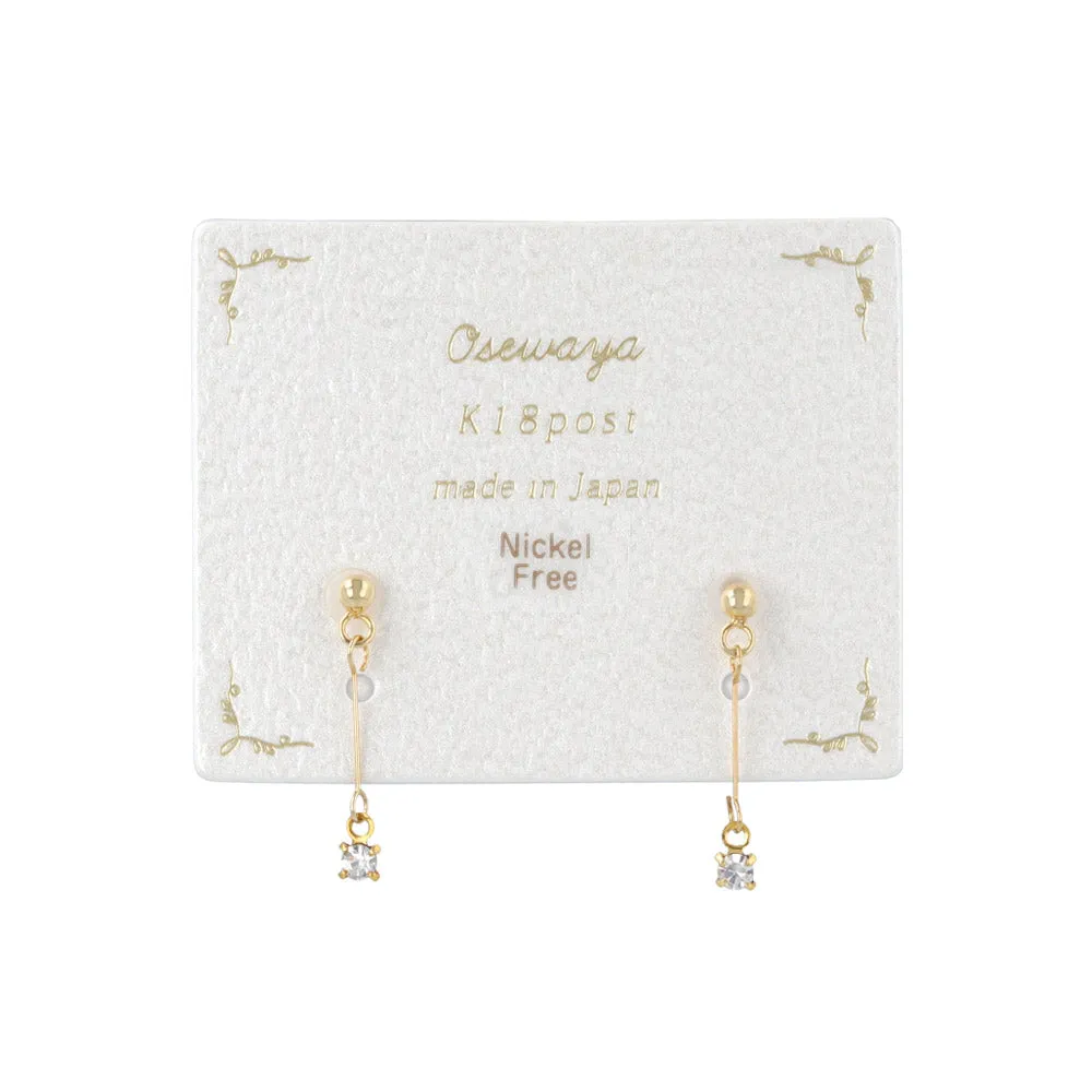 Stick Stone 18K Gold Post Earrings