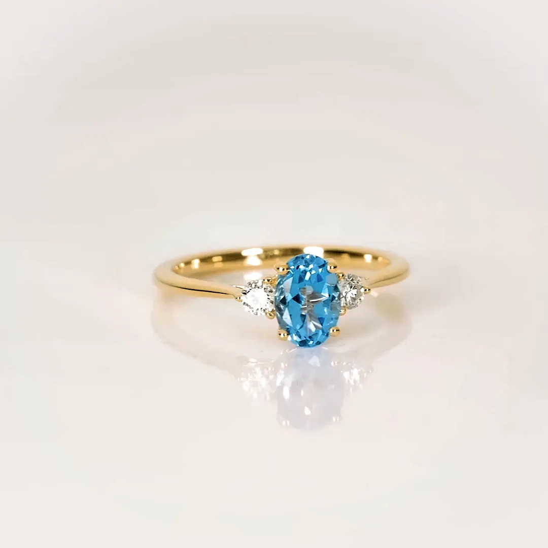 Swiss Blue Topaz and Diamond Ring White Gold - Kindra