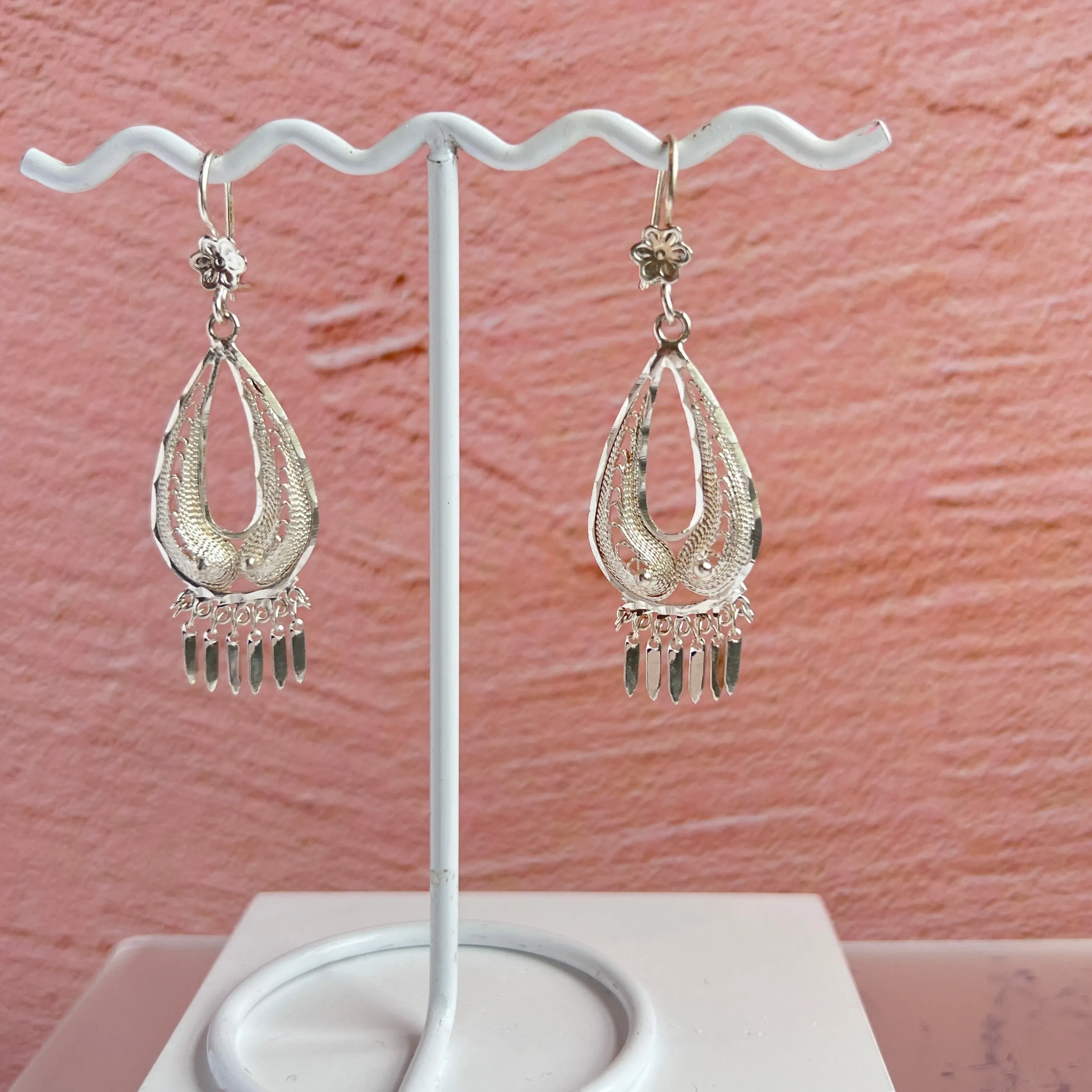 Teardrop Filigree Earrings - Large