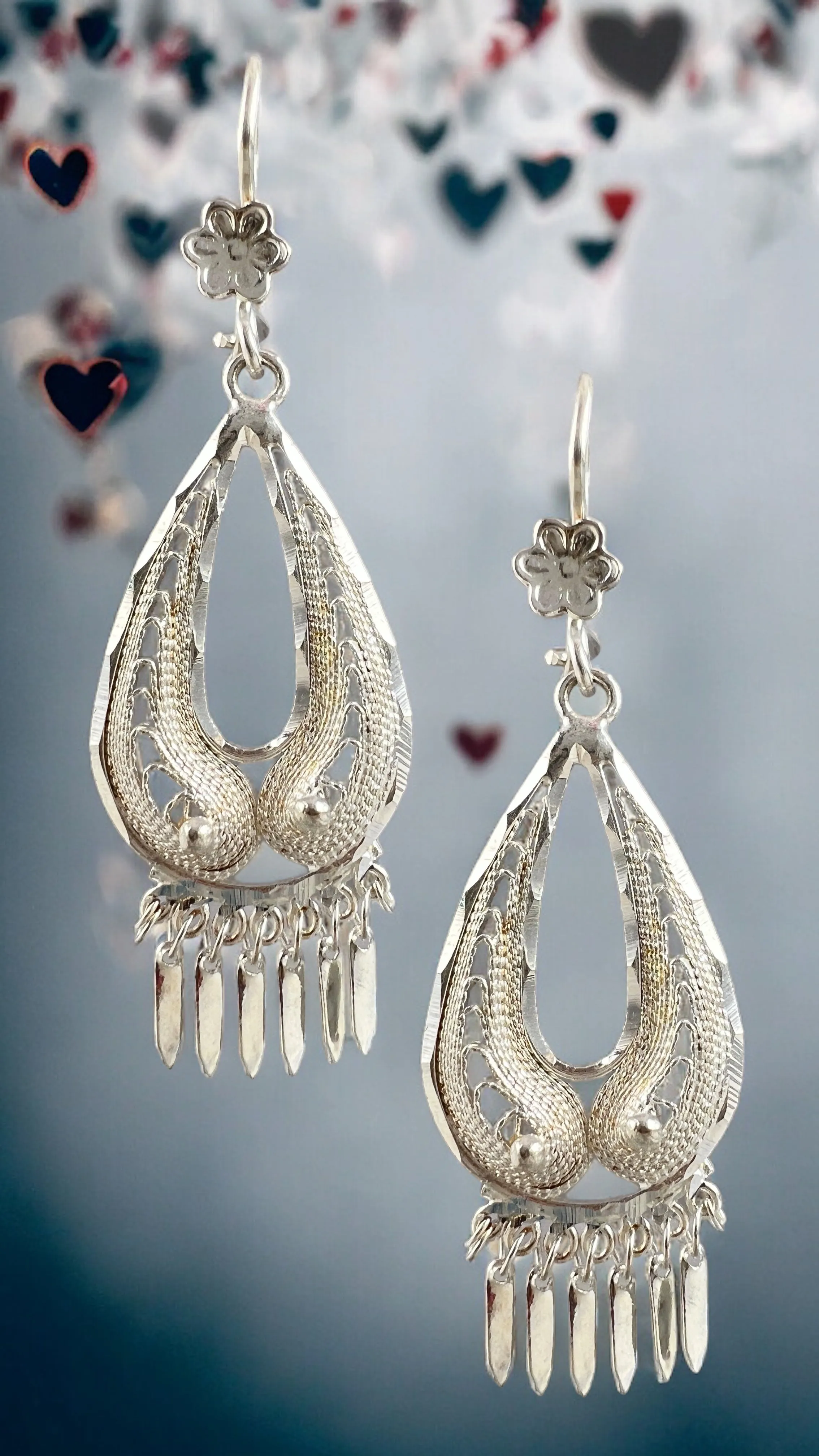 Teardrop Filigree Earrings - Large