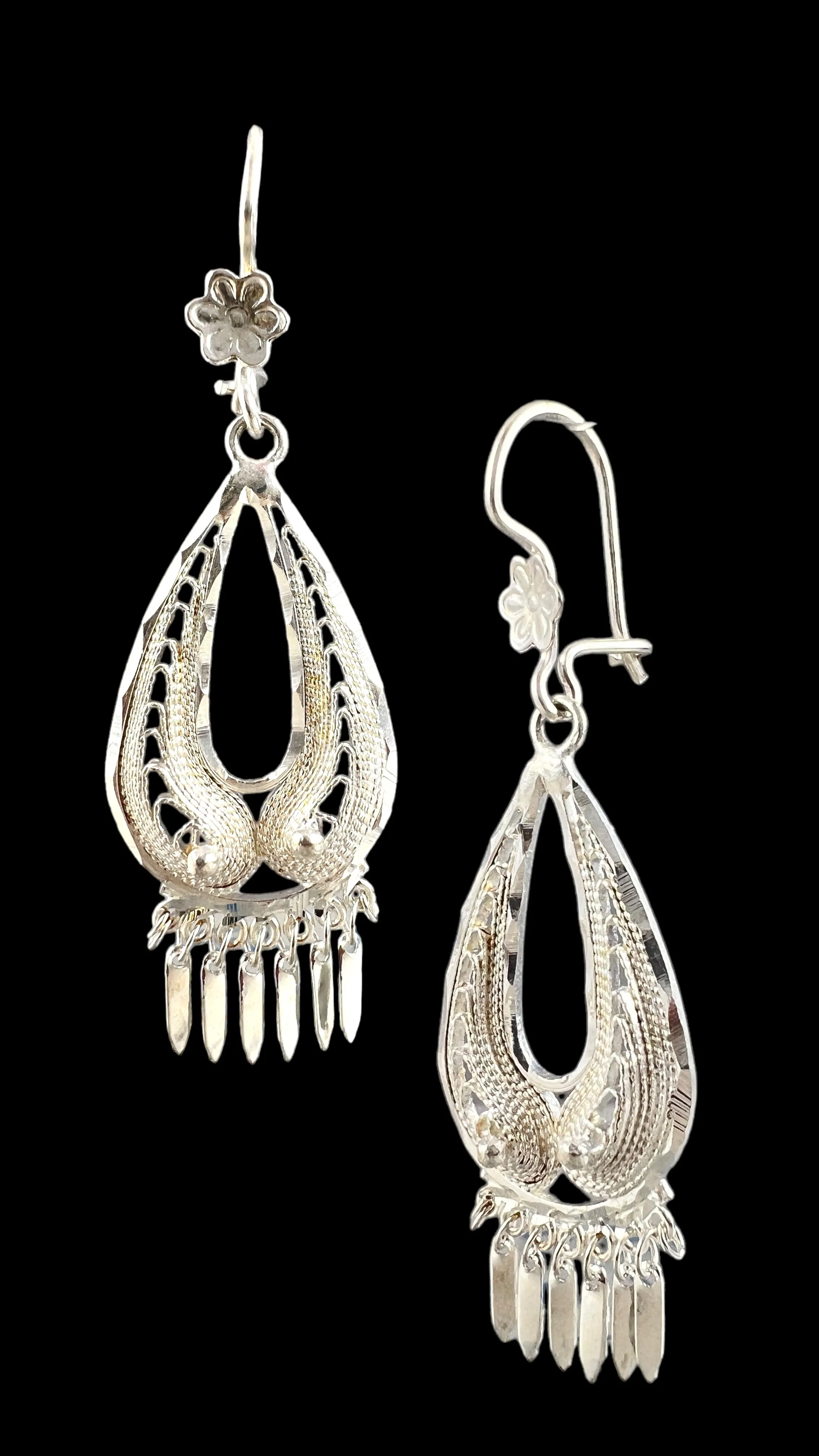 Teardrop Filigree Earrings - Large