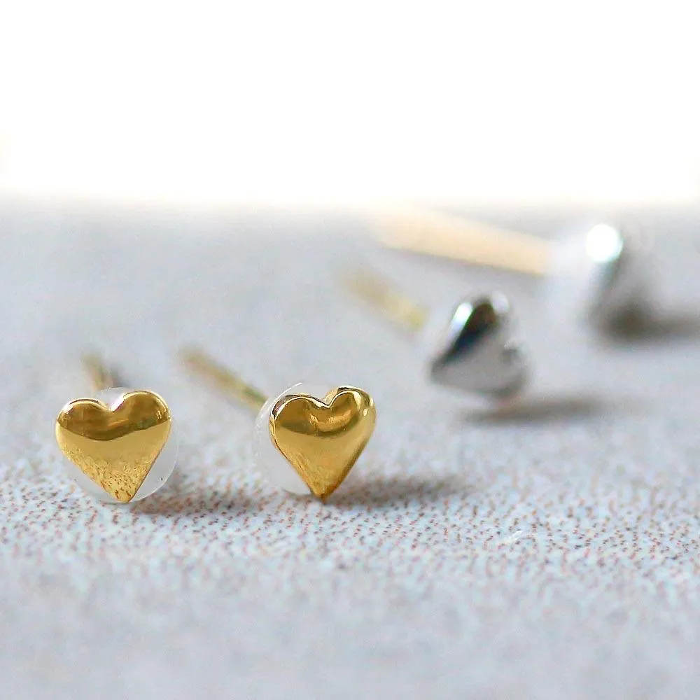 Teensy Heart 18K Gold Post Studs