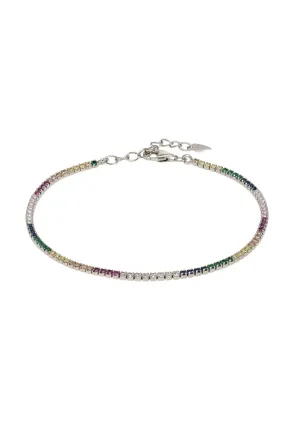 Tennis Bracelet Silver Vibrant Rainbow