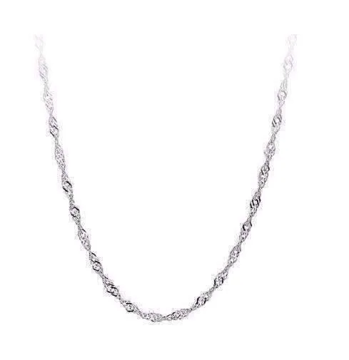 Thin Sterling Silver Fine 1.5mm Singapore Link Chain Necklace in 18, 20 or 22 inches