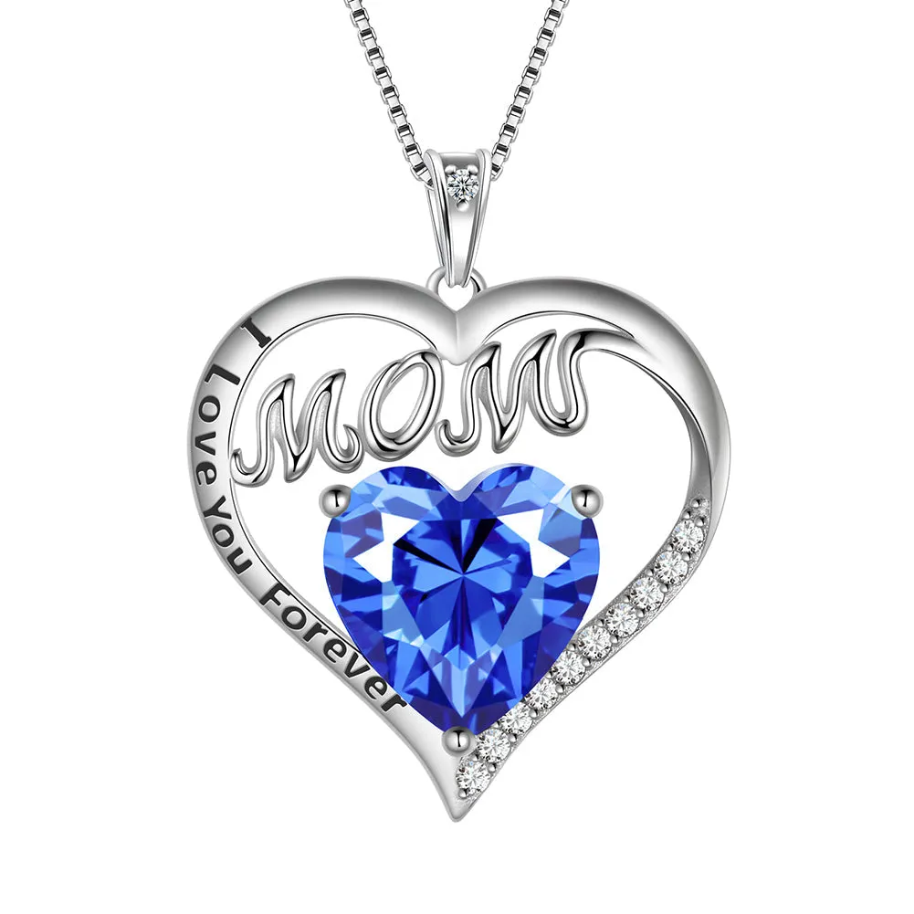 Tokyo Mart Mom Necklace Heart Birthstone Pendant Jewelry Women Mother's Day Gifts