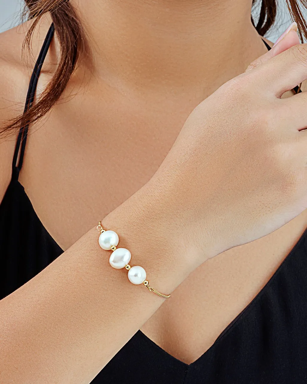 Triple Pearl Slider Bracelet