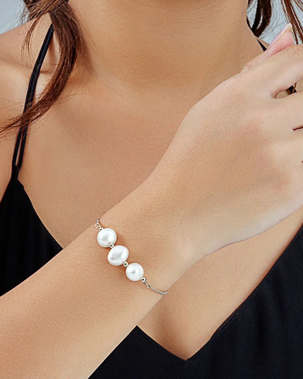 Triple Pearl Slider Bracelet