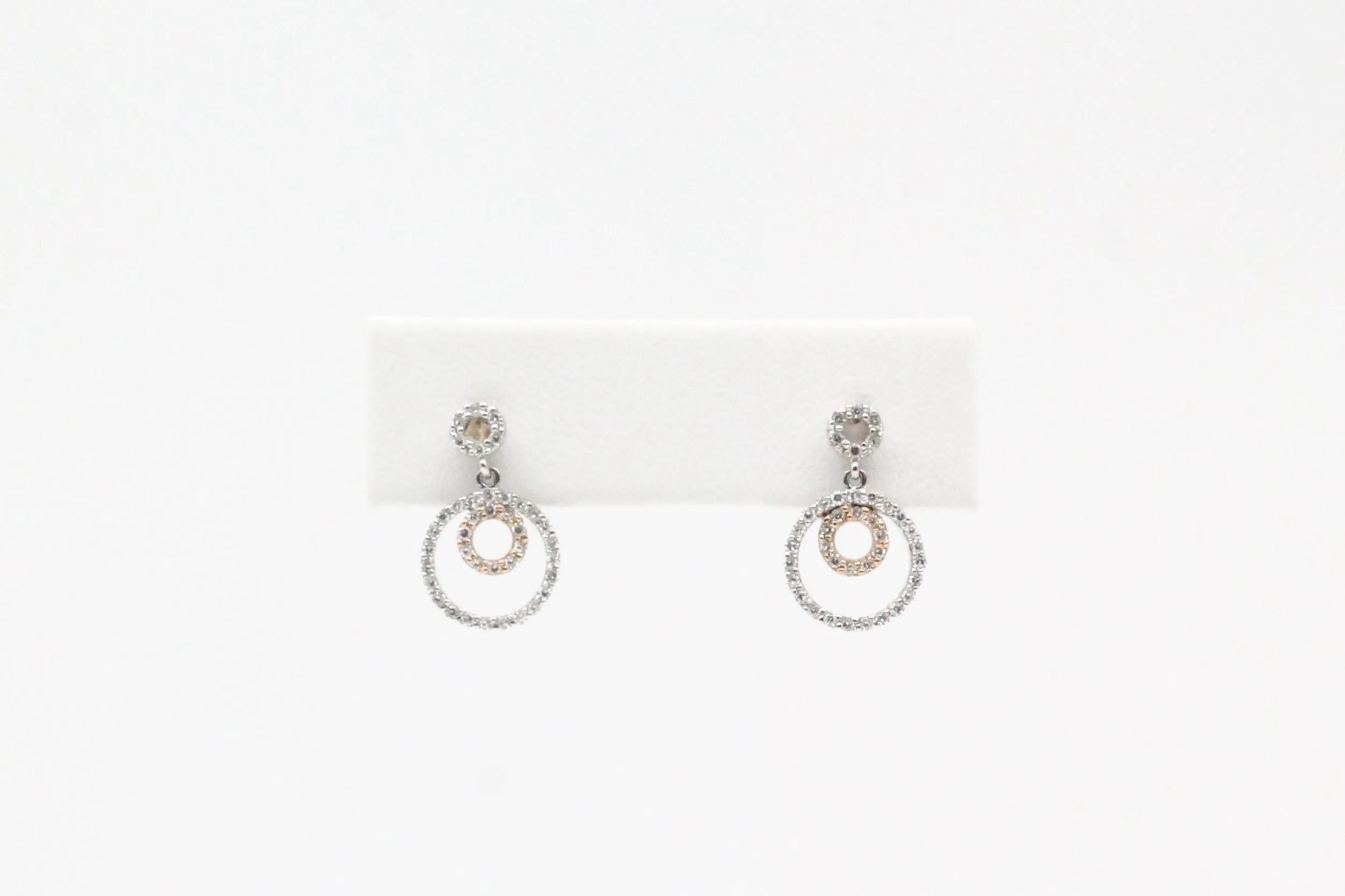 Two Tone Double Circle Diamond Earrings