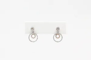 Two Tone Double Circle Diamond Earrings