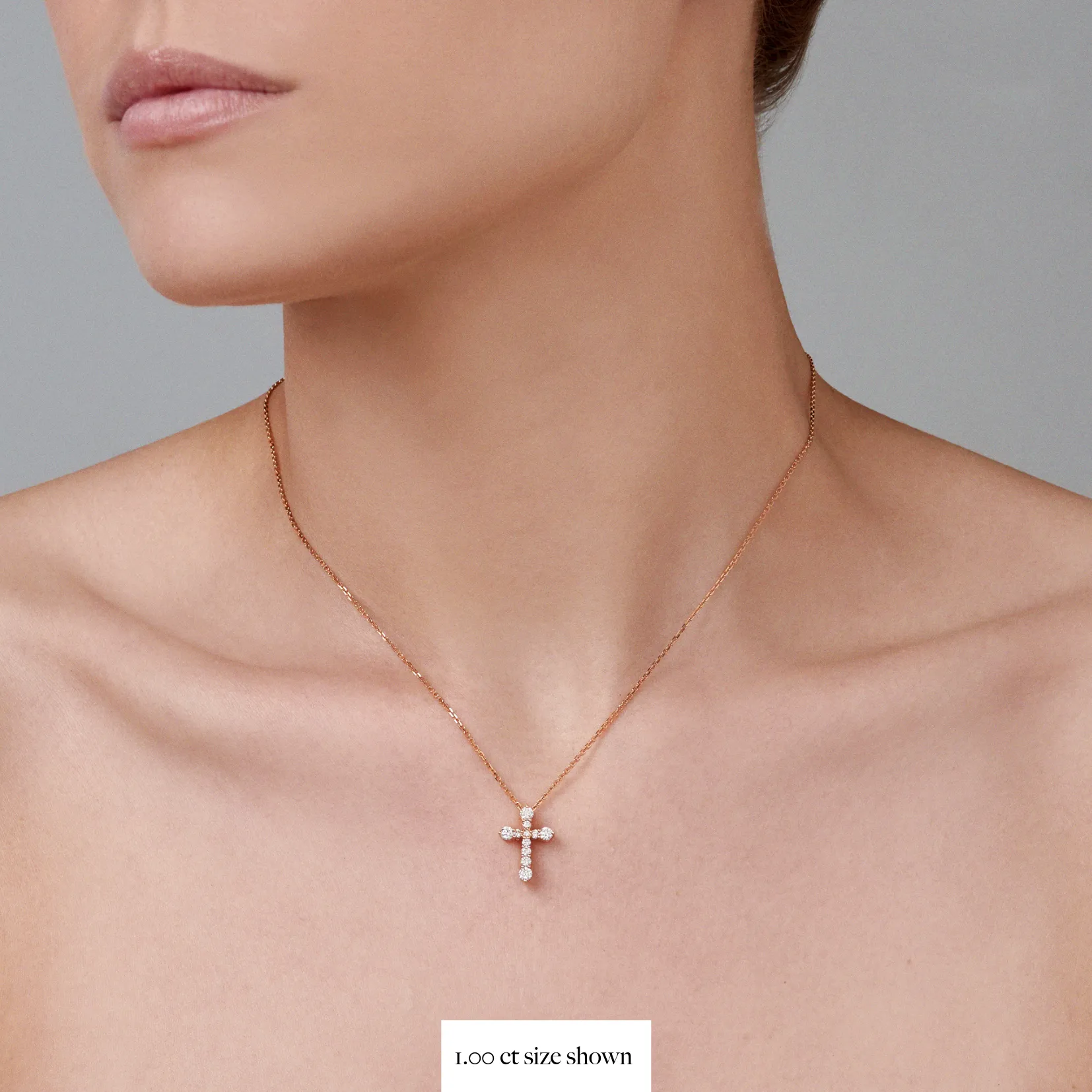 Valentina | Diamond Cross Necklace Rose Gold